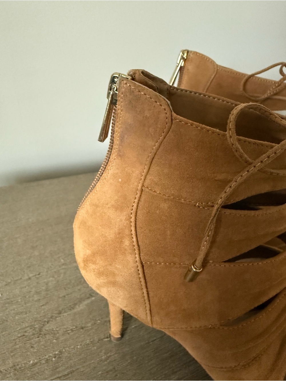 Jessica Simpson Mahiri Strappy Lace-Up Suede High Heel Sandals in Tan Size 7 - Picture 7 of 8